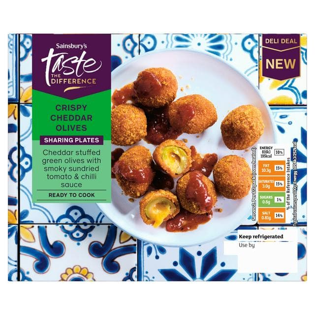 Sainsbury's 155g Crispy Cheddar Olives, Taste the Difference - gallery image 1