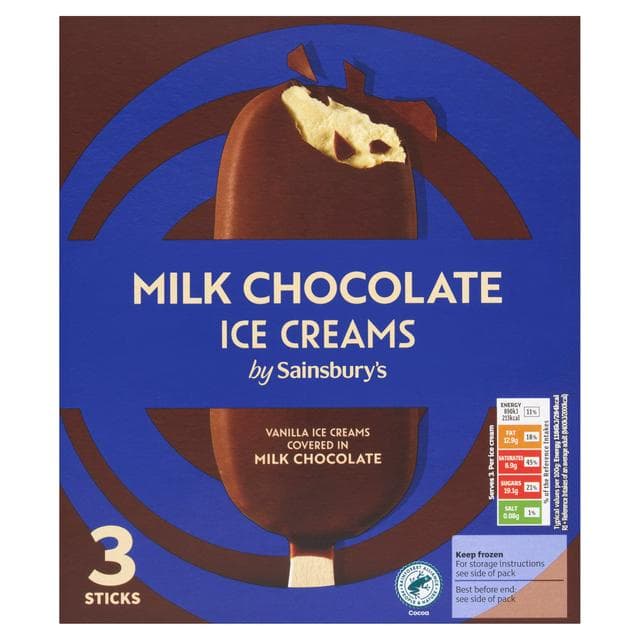 Sainsbury's 3 x 110ml Milk Chocolate Ice Creams - gallery image 1