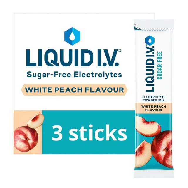 Liquid IV 3 x Sugar Free White Peach Electrolyte Powder Mix Sachets - gallery image 1