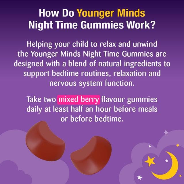 Haliborange 30 x Mixed Berry Flavour 6 to 16 Years Younger Minds Night Time Gummies - gallery image 4