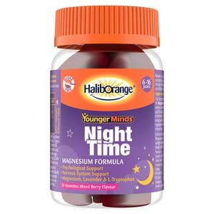 Haliborange 30 x Mixed Berry Flavour 6 to 16 Years Younger Minds Night Time Gummies