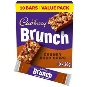 Cadbury Brunch 10 x 28g Oats Chocolate Chip Multipack Cereal Bars