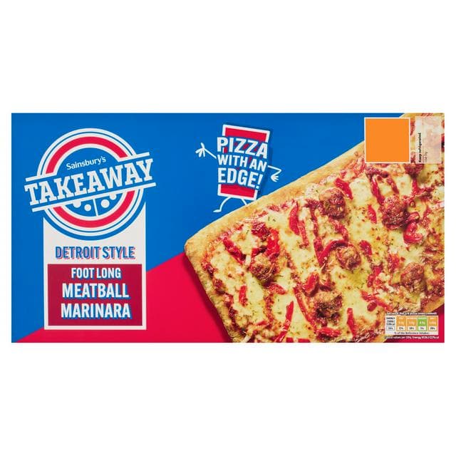 Sainsbury's Takeaway 520g Detroit Style Foot Long Meatball Marinara Pizza - gallery image 1