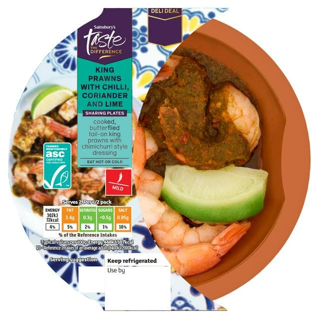 Sainsbury's 135g Chilli, Coriander & Lime King Prawns, Taste the Difference - gallery image 1