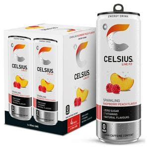Celsius 4 x 355ml Sparkling Raspberry Peach Energy Drink