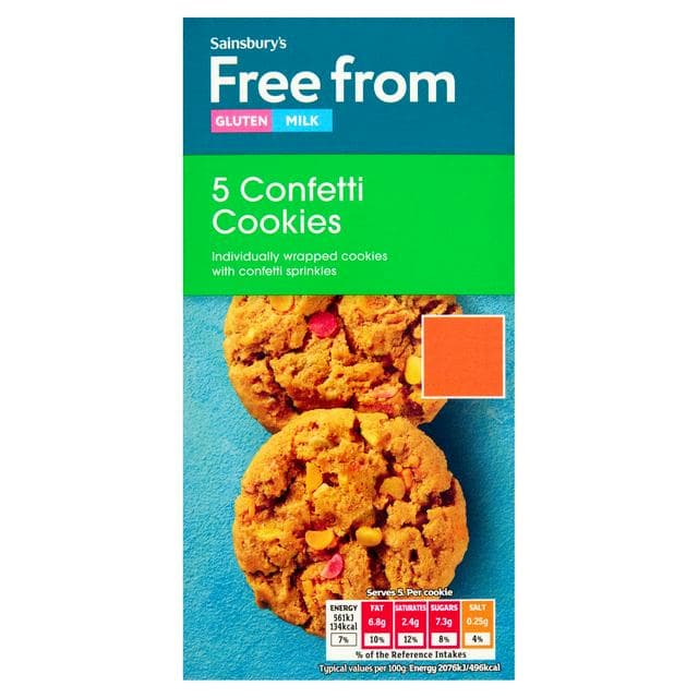 Sainsbury's Free From 5 x Confetti Cookies 135g - gallery image 1