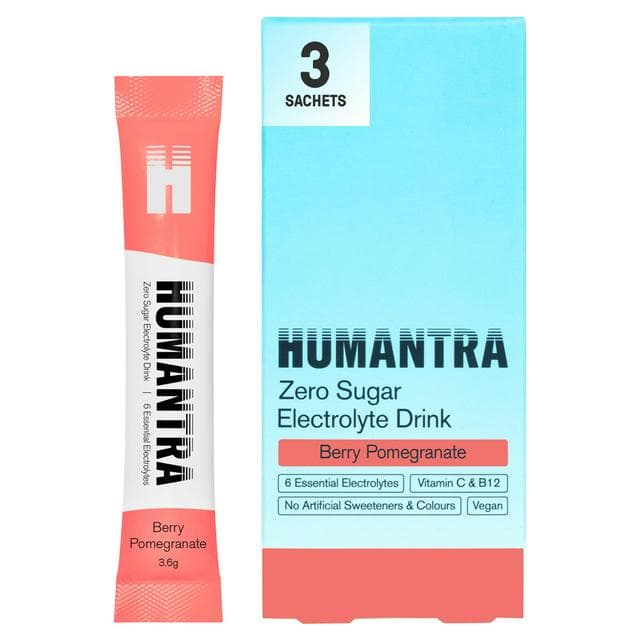 Humantra 3 x 3.6g Berry Pomegranate Zero Sugar Electrolyte Drink Hydration Sachets - gallery image 1