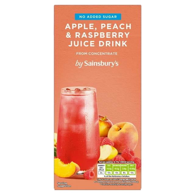 Sainsbury's 1L Apple, Peach & Raspberry from Concentrate Juice Drink - gallery image 1
