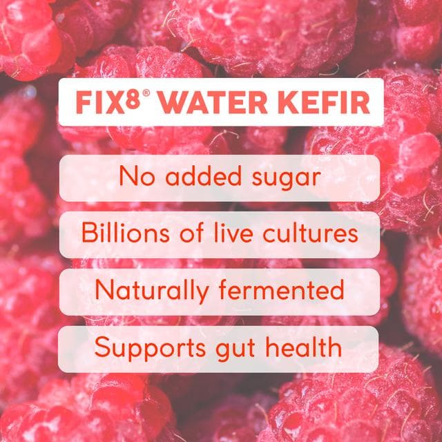 Fix8 Water Kefir Raspberry Lemonade Live Sparkling Soda 4 x 250ml - gallery image 4
