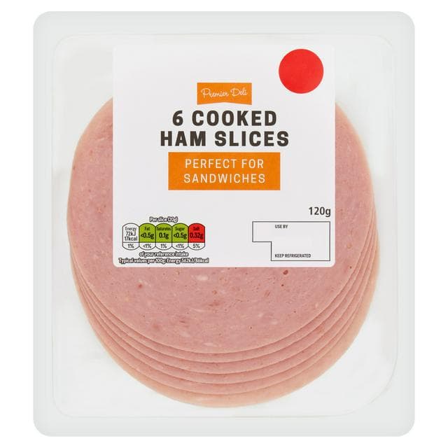 Premier Deli Cooked Ham Slices x6 120g - gallery image 1
