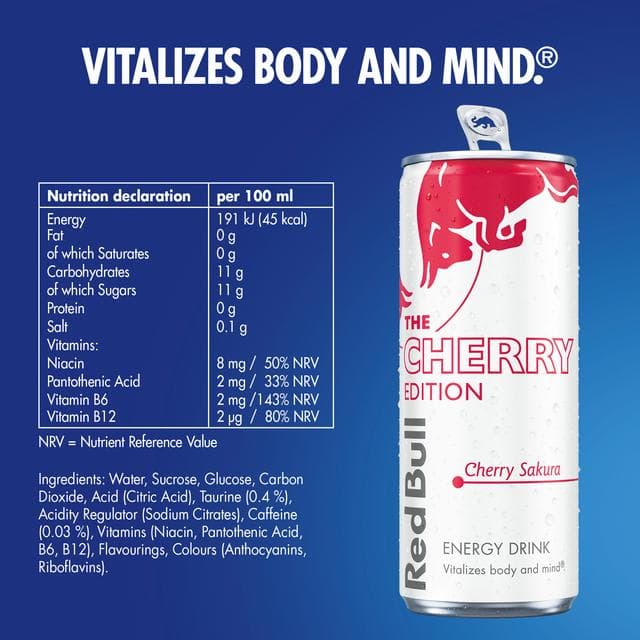 Red Bull Cherry Energy Drink, Spring Edition 473ml - gallery image 3