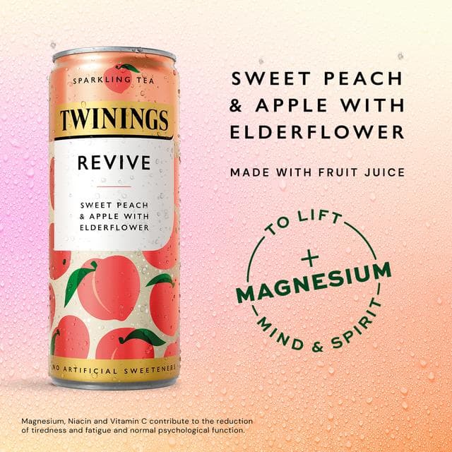 Twinings Revive Sweet Peach & Apple with Elderflower Sparkling Tea 250ml - gallery image 2