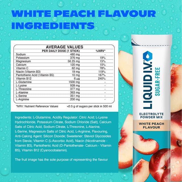 Liquid IV Sugar Free 15 x Sachets White Peach Daily Hydration Electrolyte Powder Mix - gallery image 6