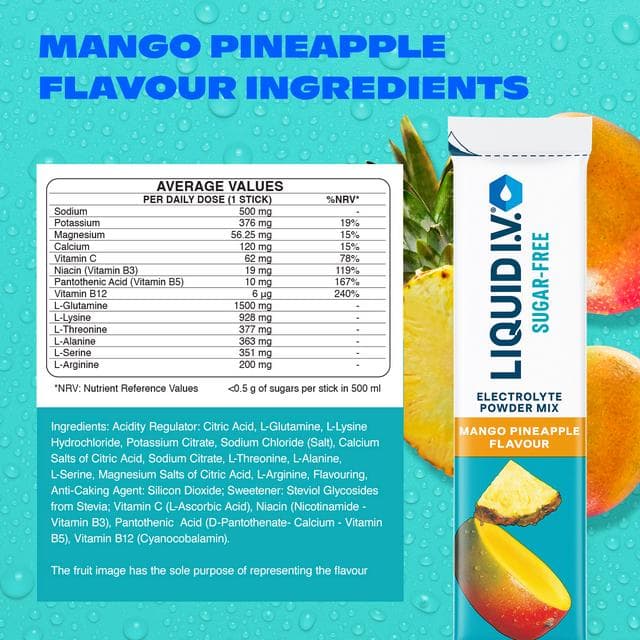 Liquid IV Sugar Free 6 x Sachets Mango Pineapple Daily Hydration Electrolyte Powder Mix - gallery image 6
