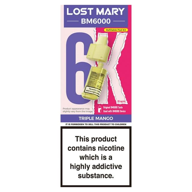 Lost Mary 20mg/ml BM6000 Triple Mango Refillable Pod Kit - gallery image 1
