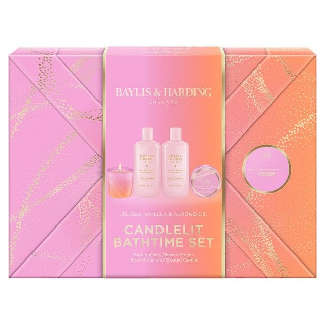 Baylis & Harding Jojoba, Vanilla & Almond Oil Gift Wrapped Candlelit Gift Set - gallery image 1