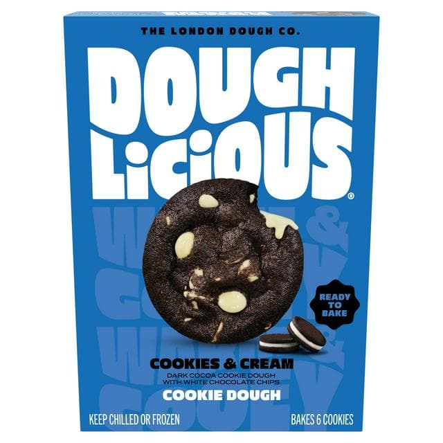 Doughlicious 6 x 34g Cookies & Cream Cookie Dough - gallery image 1