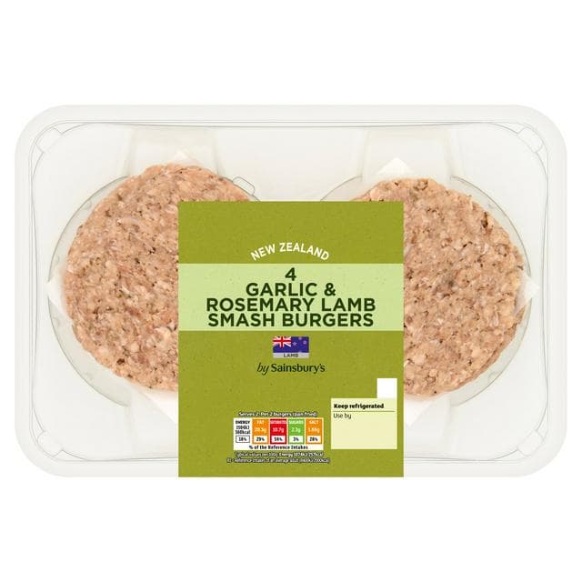 Sainsbury's 4 x Garlic & Rosemary Lamb Smash Burgers 340g - gallery image 1