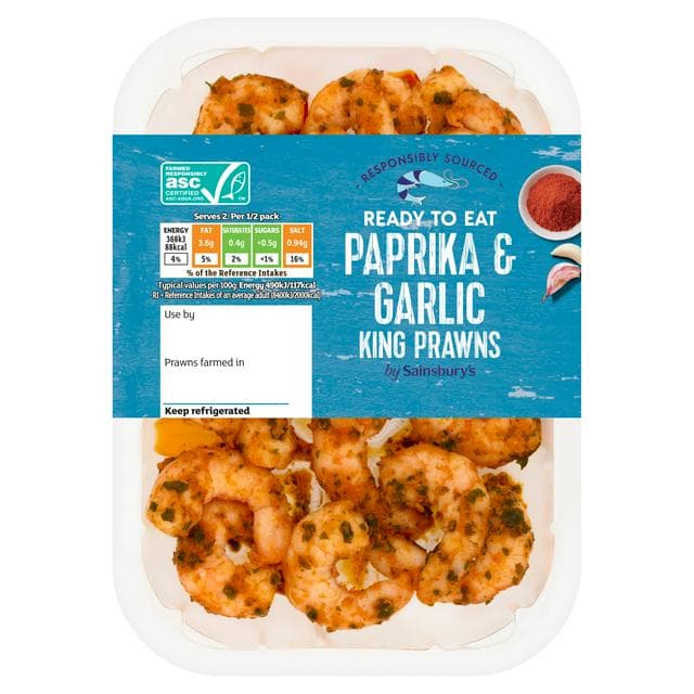 Sainsbury's 150g Paprika & Garlic King Prawns - gallery image 1