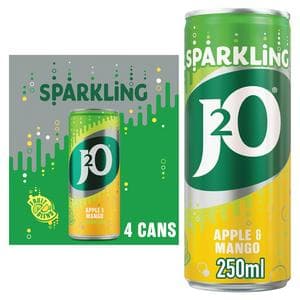 J2O 4 x 250ml Sparkling Apple & Mango Soft Drink Cans