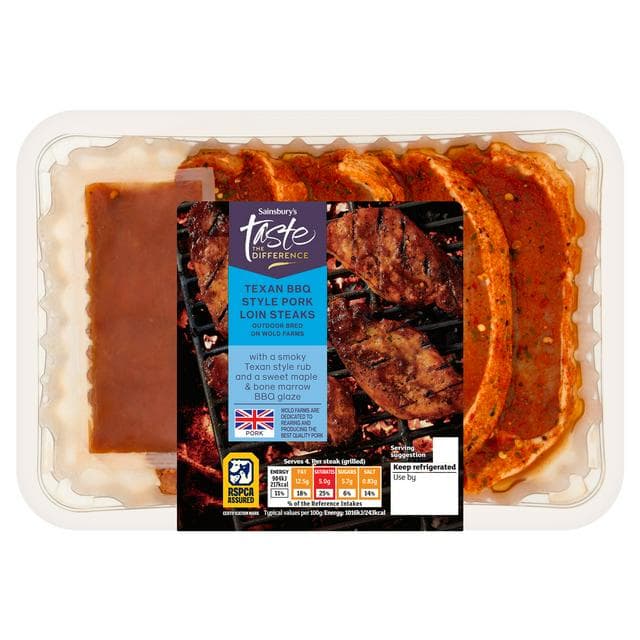 Sainsbury's 4 x British Texan Pork Loin Steaks 480g - gallery image 1