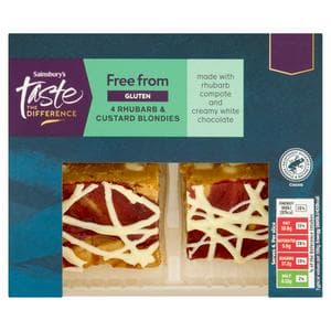 Sainsbury's Free From 4 x Rhubarb & Custard Blondies 154g, Taste the Difference