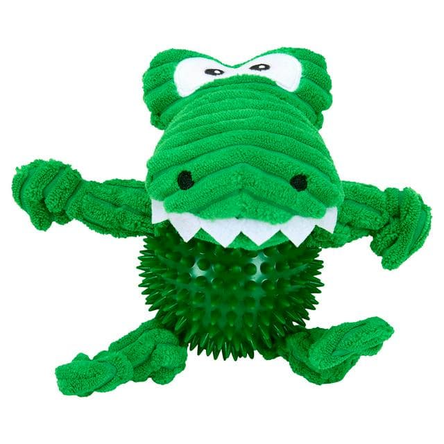 Petface Spikey Crocodile Plush & TPR Ball Dog Toy - gallery image 1