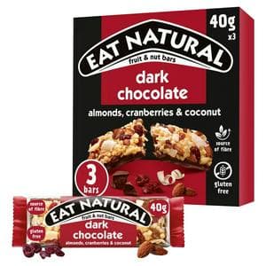 Eat Natural 3 x 40g Almonds, Cranberries & Coconut Dark Chocolate Cereal Bars