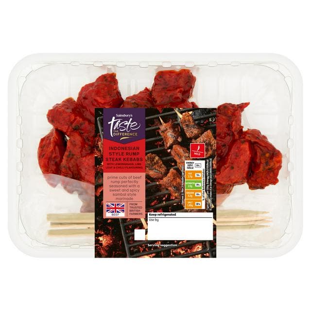 Sainsbury's 315g Indonesian Style Rump Steak Kebabs, Taste the Difference - gallery image 1