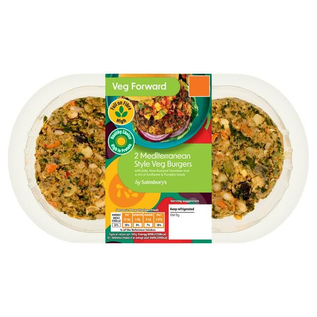 Sainsbury's Veg Forward 2 Mediterranean Style Veg Burgers 227g - gallery image 1