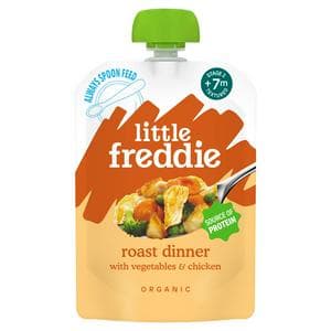 Little Freddie 130g Stage 2 7+ Months Roast Chicken with Vegetables Organic Textured Meal Pouch