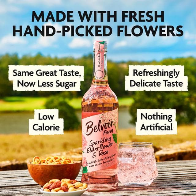 Belvoir Farm 750ml Elderflower & Rose Sparkling Soft Drink - gallery image 3