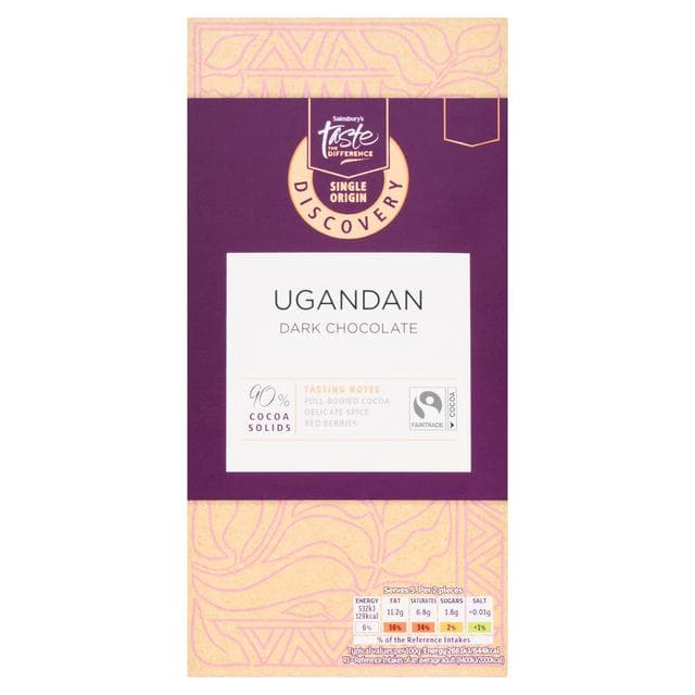 Sainsbury's Discovery 100g Ugandan Dark Chocolate Bar, Taste the Difference - gallery image 1