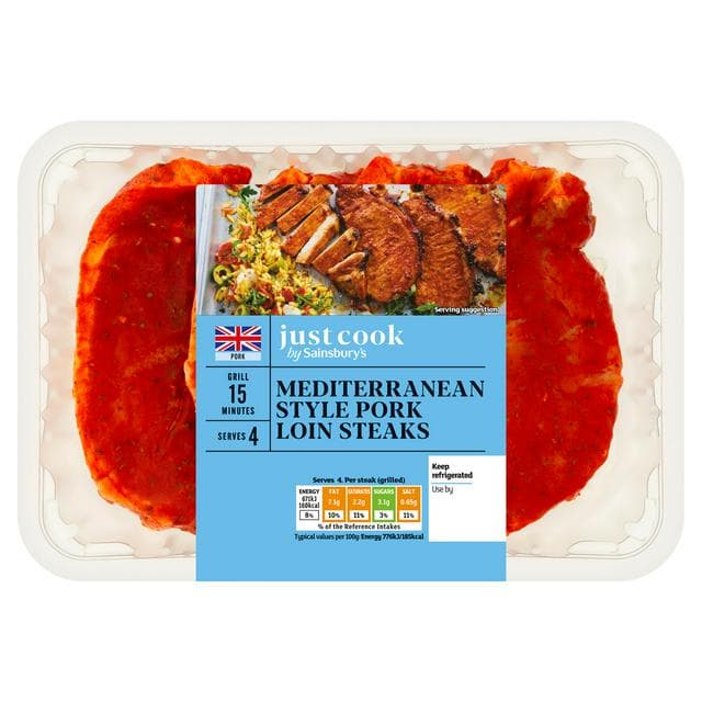 Sainsbury's Just Cook 440g Mediterranean Style Pork Loin Steaks - gallery image 1