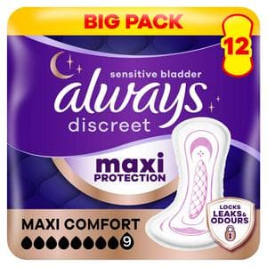 Always Discreet 12 x Maxi Comfort Women Incontinence Pads