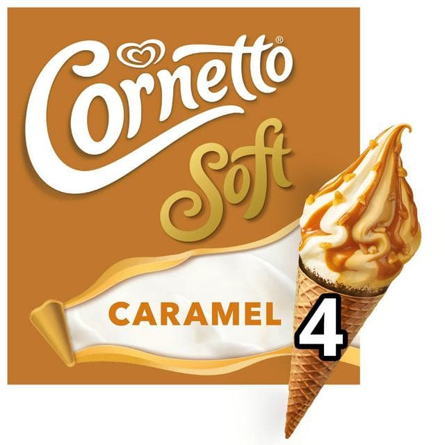 Cornetto 4 x 140ml Soft Caramel Ice Cream Cones - gallery image 1