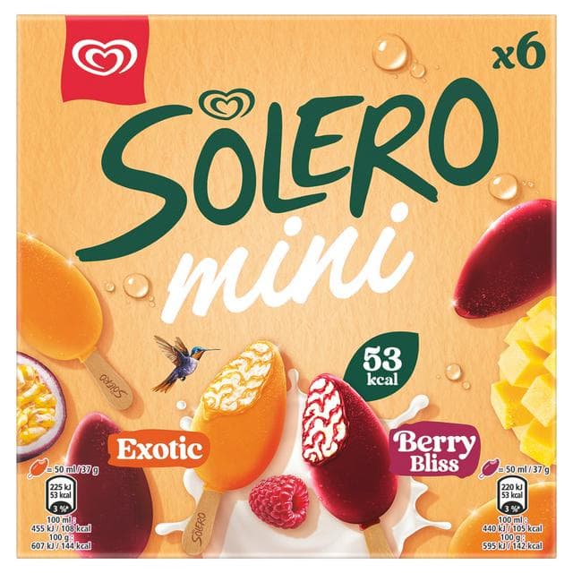 Solero 6 x 50ml Mini Exotic & Berry Bliss Ice Cream Lollies - gallery image 1