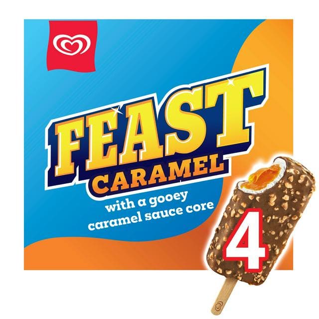 Feast 4 x 90ml Caramel Ice Cream Sticks - gallery image 1