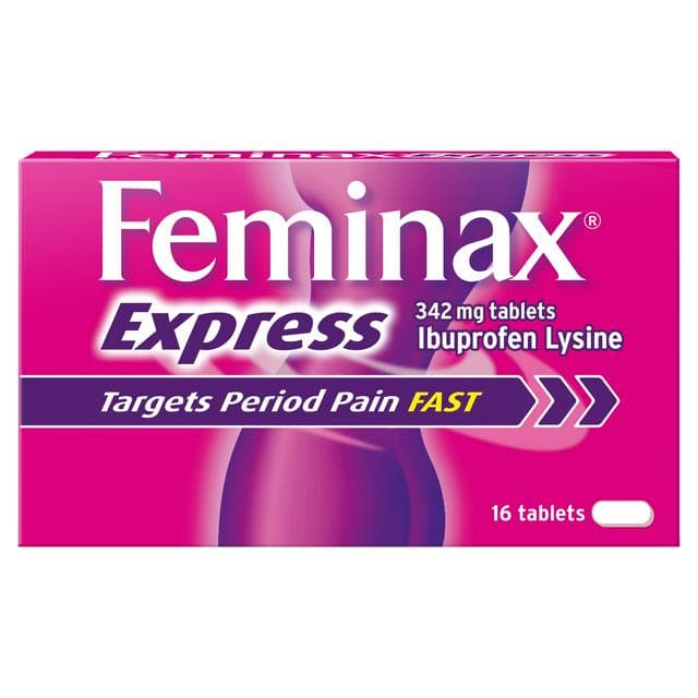 Feminax 16 x 342mg Express Ibuprofen Lysine Tablets - gallery image 1