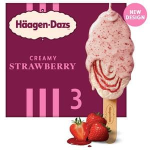 Haagen-Dazs  3 x Creamy Strawberry Ice Cream Sticks 204g