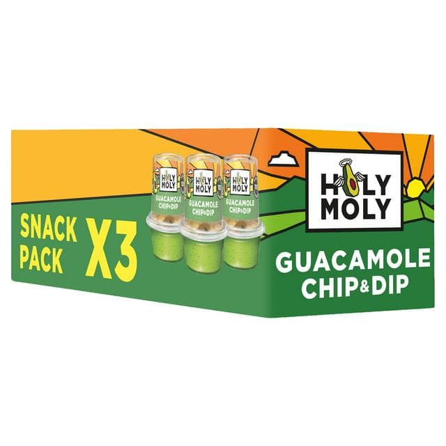 Holy Moly 3 x 76g Guacamole Chip & Dip Snack Pack - gallery image 1