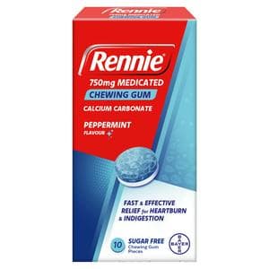 Rennie 750mg Medicated Peppermint Flavour Chewing Gum