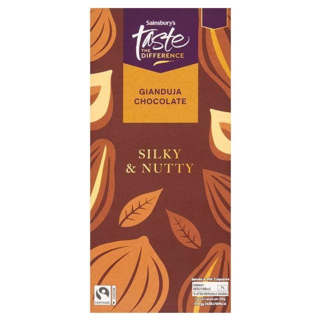 Sainsbury's 100g Gianduja Chocolate Bar, Taste the Difference - gallery image 1