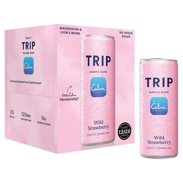 TRIP 4 x 250ml Wild Strawberry Sparkling Drink - gallery image 1