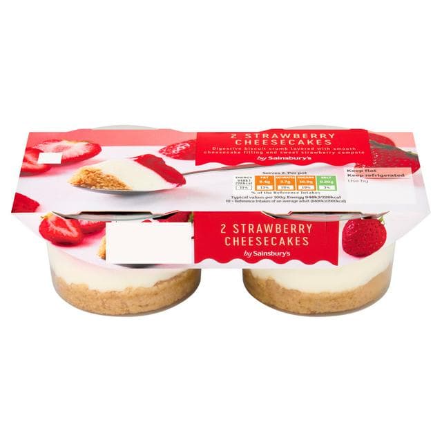 Sainsbury's 2 x 100g Strawberry Cheesecakes - gallery image 1