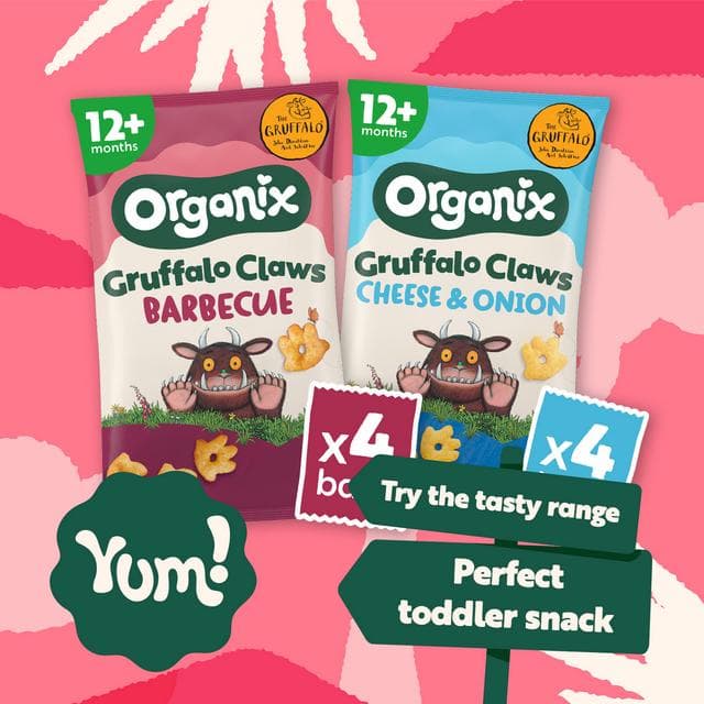 Organix 4 x 15g 12+ Months Cheese & Onion Gruffalo Claws Toddler Snack Multipack - gallery image 4
