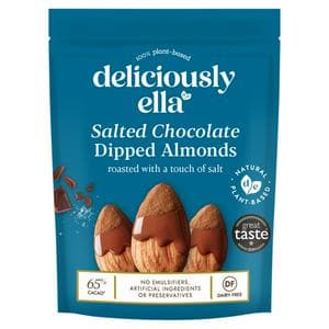 Deliciously Ella 75g Salted Chocolate Dipped Almond Snack Share Bag