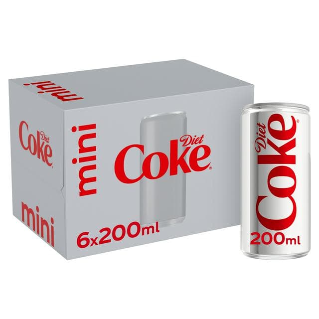 Diet Coke Cola 6 x 200ml Cans - gallery image 1