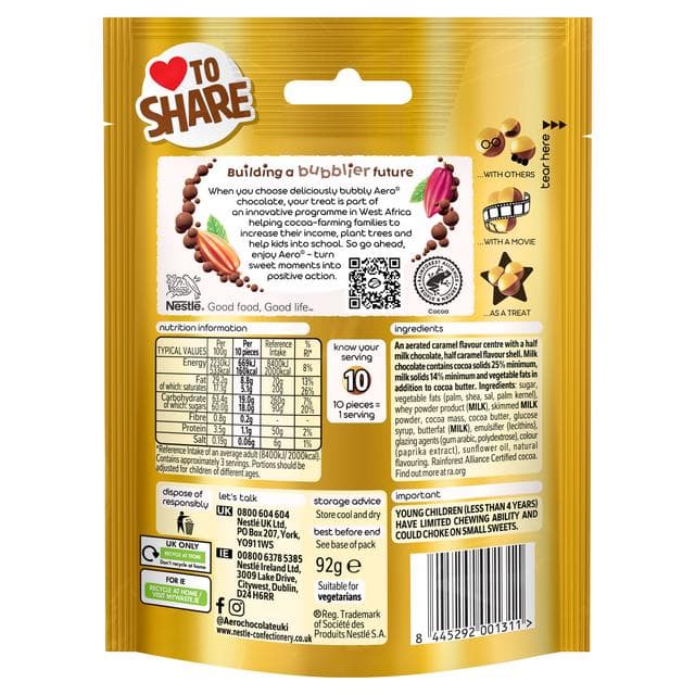 Aero Bubbles 92g Caramel Flavour Chocolate Sharing Bag - gallery image 3