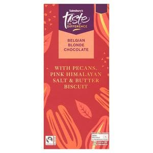 Sainsbury's 100g Belgian Blond Chocolate Pecan Bar, Taste the Difference